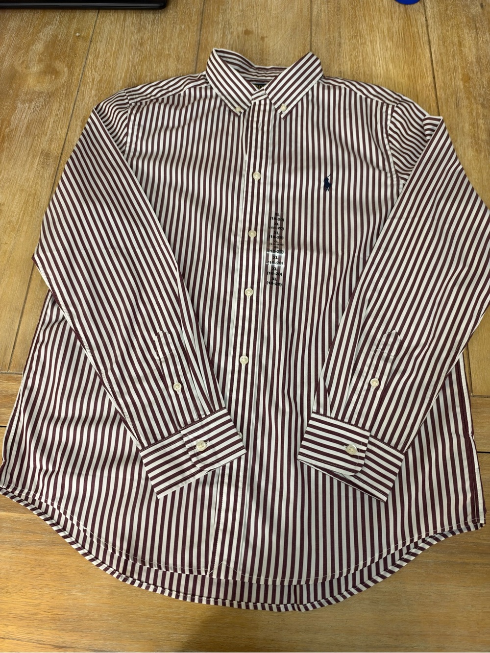 Polo by Ralph Lauren Burgundy and White Striped Dress Shirt